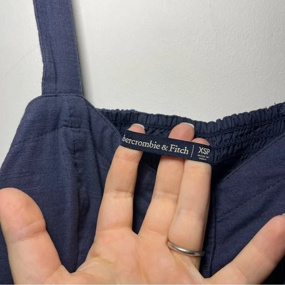 Abercombie & Fitch women's Navy full button down babydoll mini overall dress XS - Picture 4 of 7